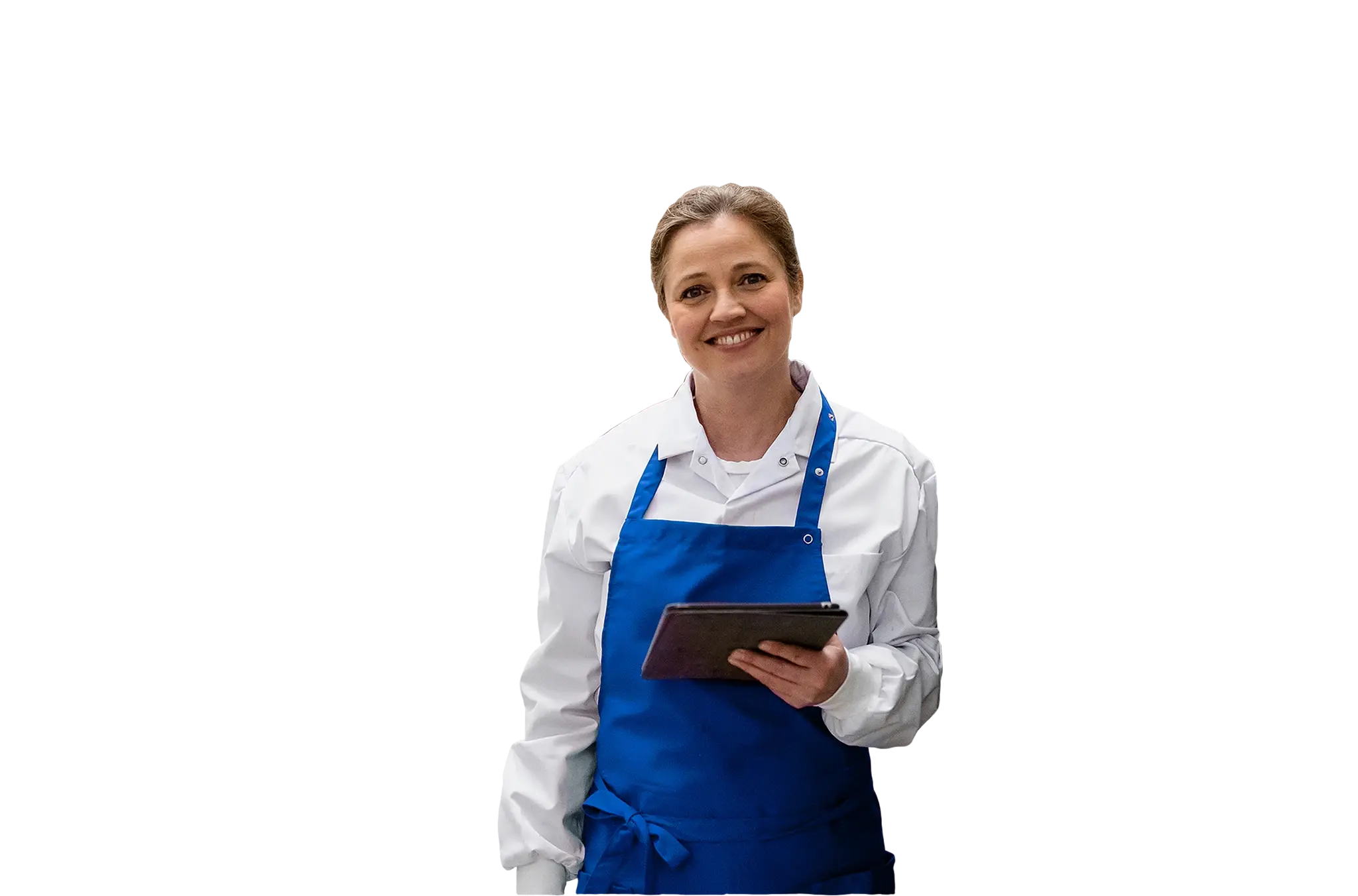 Quality control specialist with tablet